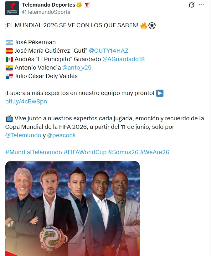 Pékerman estará en Telemundo para el Mundial 2026. (Captura de pantalla)