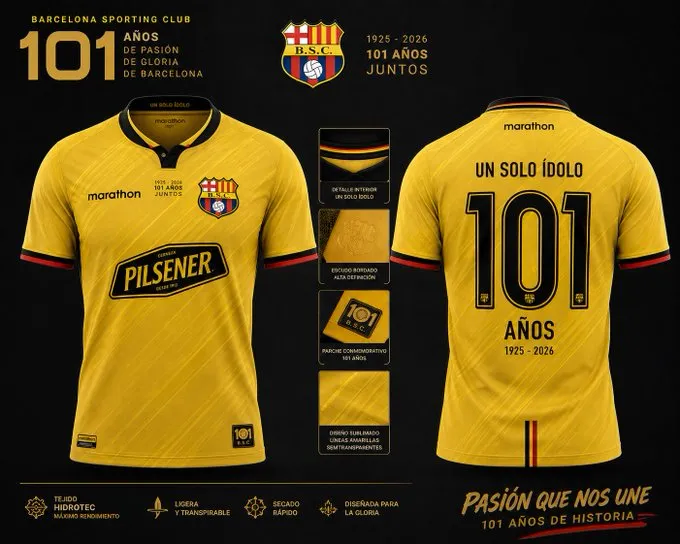 Este podría ser uno de los diseños de la camiseta de los 101 años de Barcelona SC. (@TermoEcu2021)