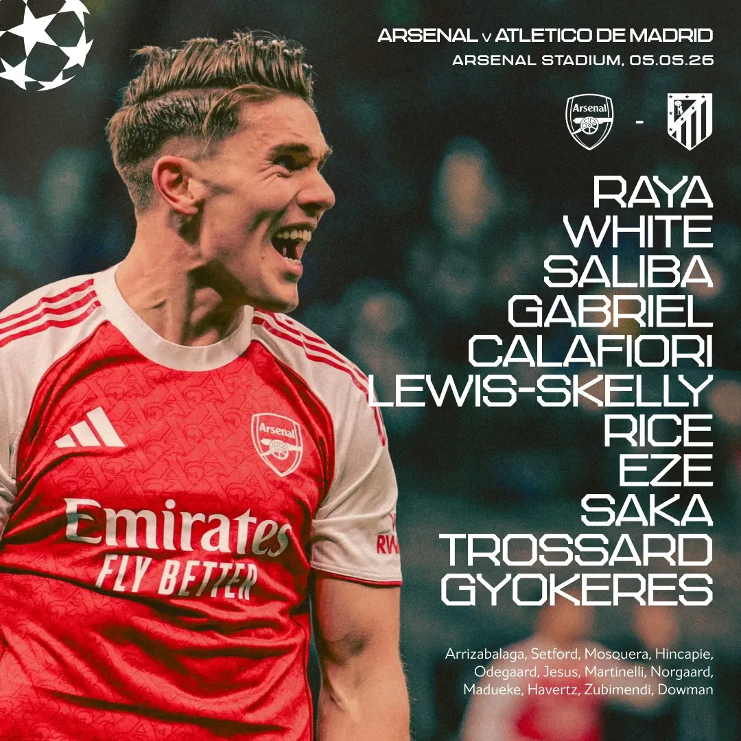 El once de Arsenal para enfrentar a Atlético de Madrid. (Foto: Arsenal)