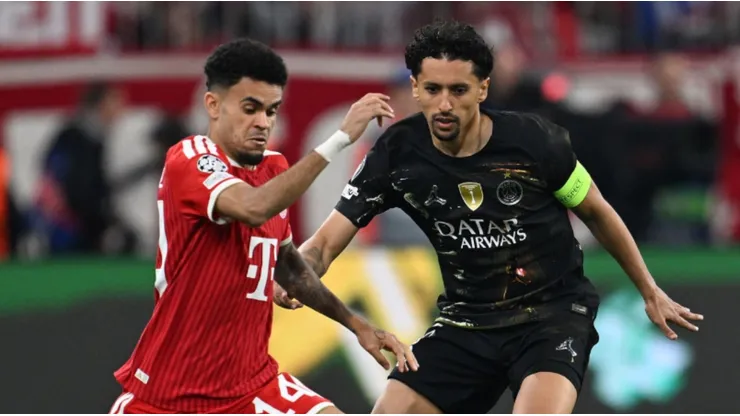 Luis Díaz y Marquinhos en la Champions League.