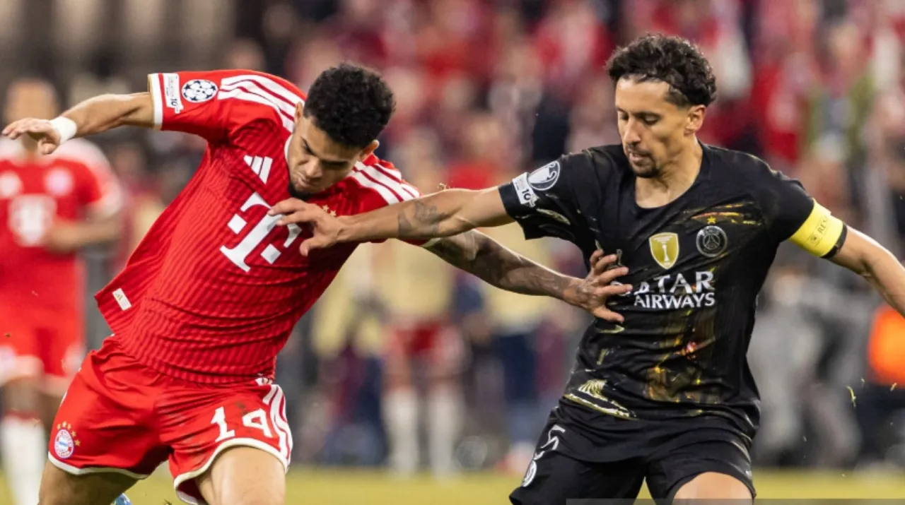 Díaz y Marquinhos en Bayern vs. PSG de Champions. (Foto: Getty Images)