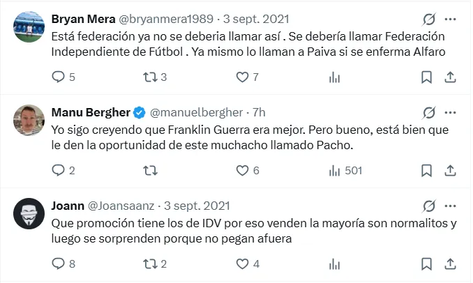 Los comentarios de los hinchas contra WIlliam Pacho. (Captura de pantalla)