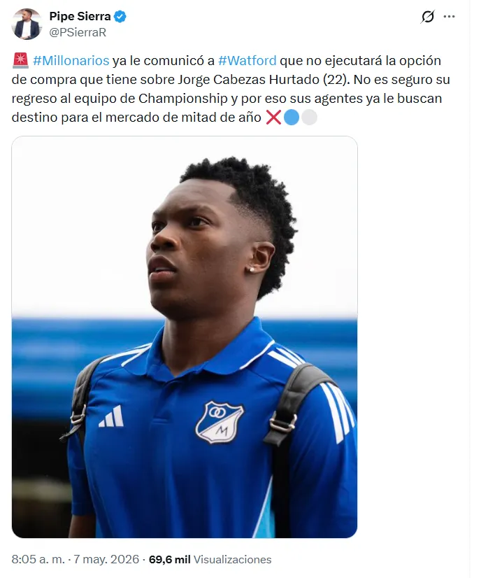 Jorge Cabezas no seguiría en Millonarios. (Captura de pantalla)