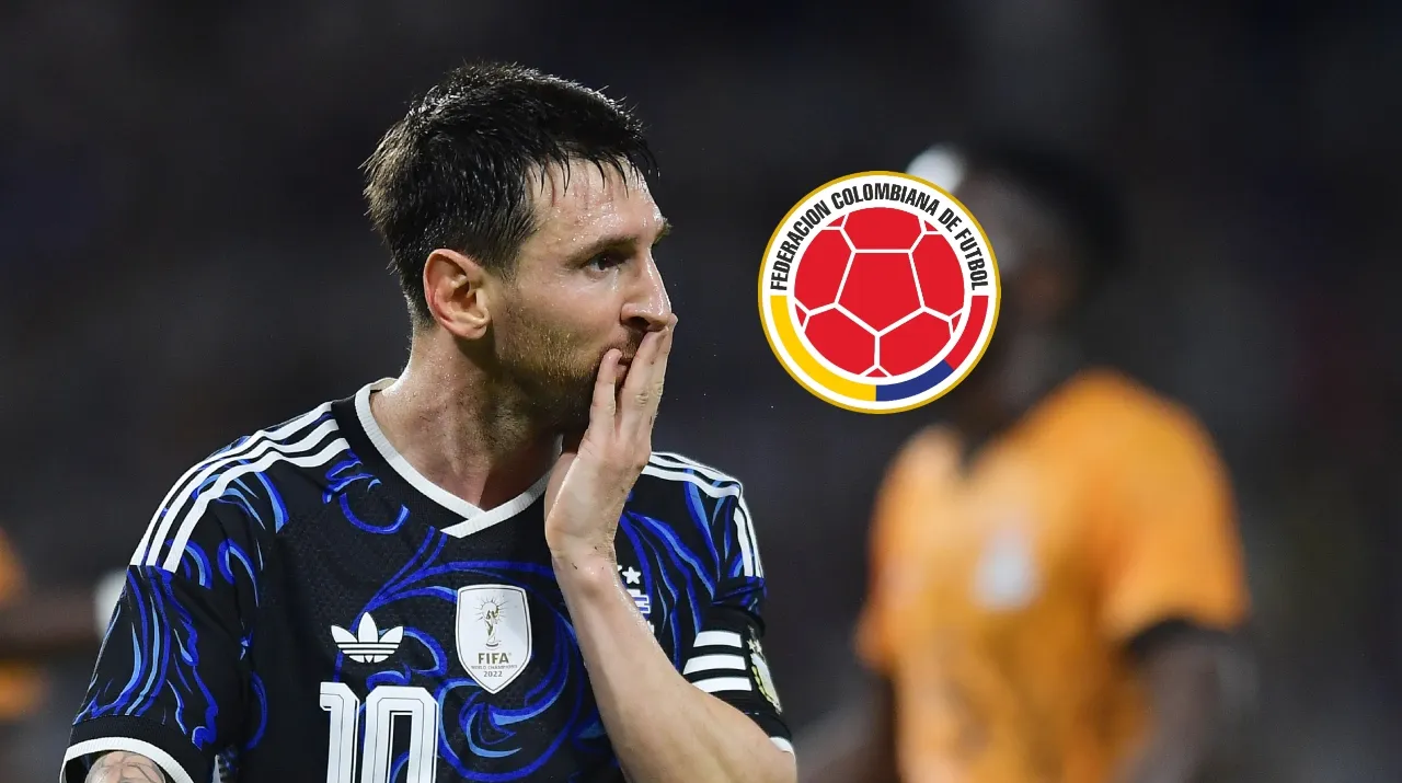 Messi y el escudo de la Federación Colombiana de Fútbol. (Foto: Getty Images y archivo particular)