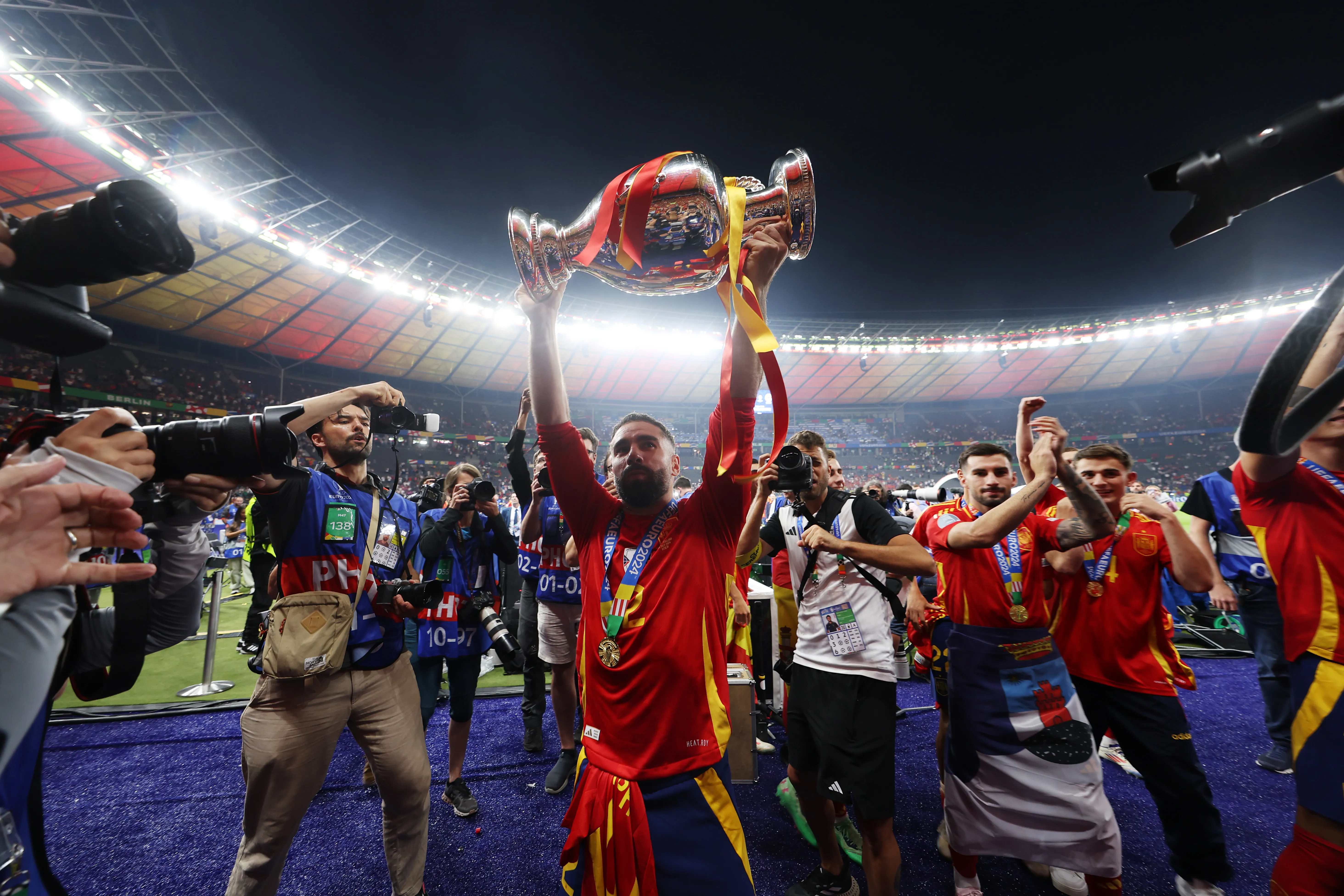 Dani Carvajal, campeón de la Euro con España. Getty Images.