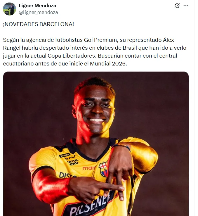 Rangel se podría ir de Barcelona SC. (Foto: Captura de pantalla)