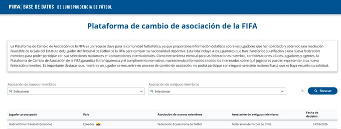 Autorización FIFA Omar Carabalí