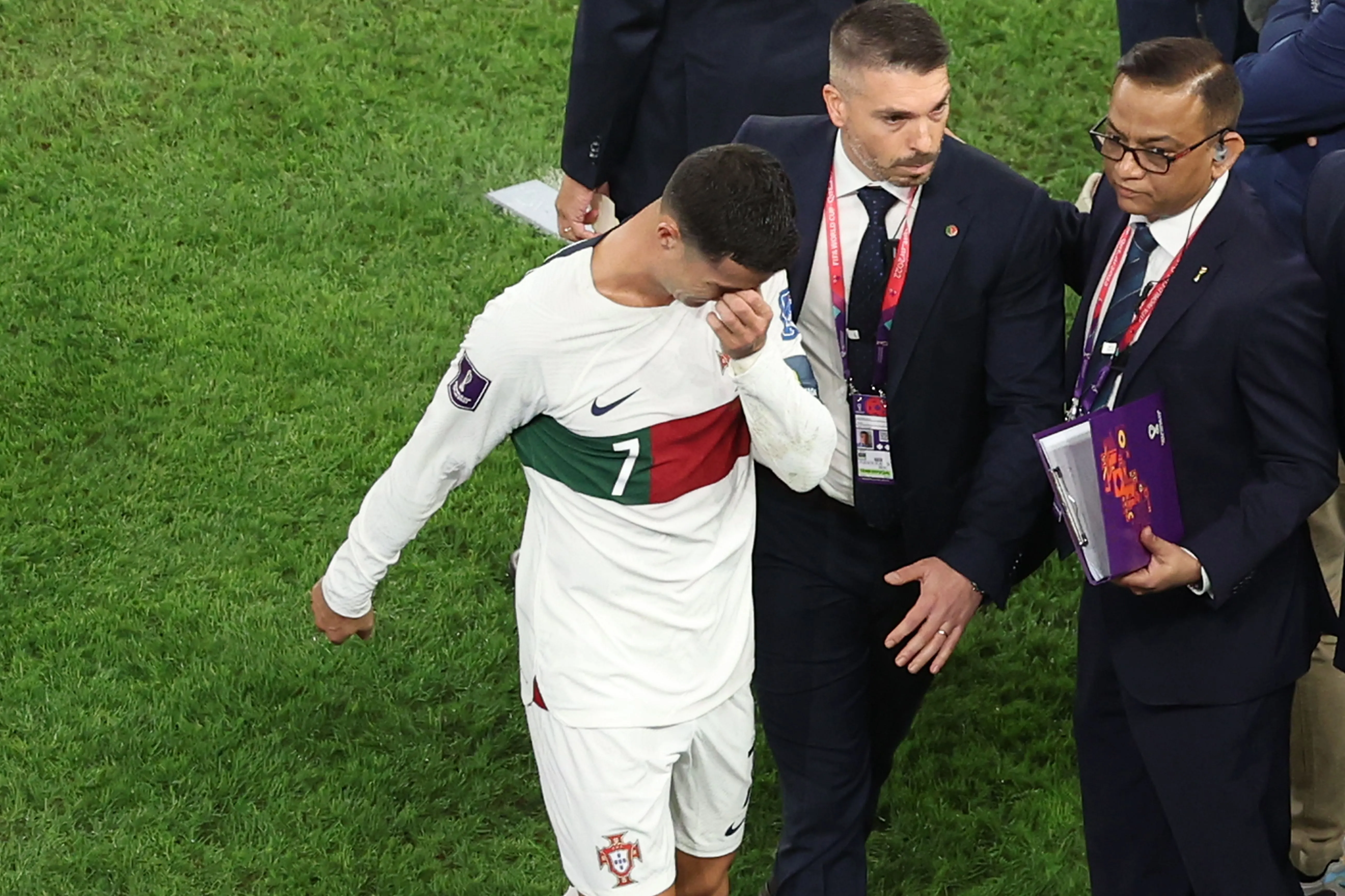 La última imagen de Cristiano Ronaldo en la Copa de Mundo. Getty Images.