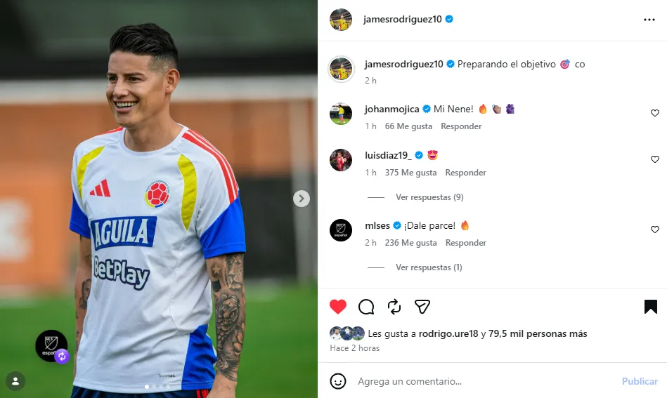 Post de James. (Foto: Instagram / @jamesrodirguez10)