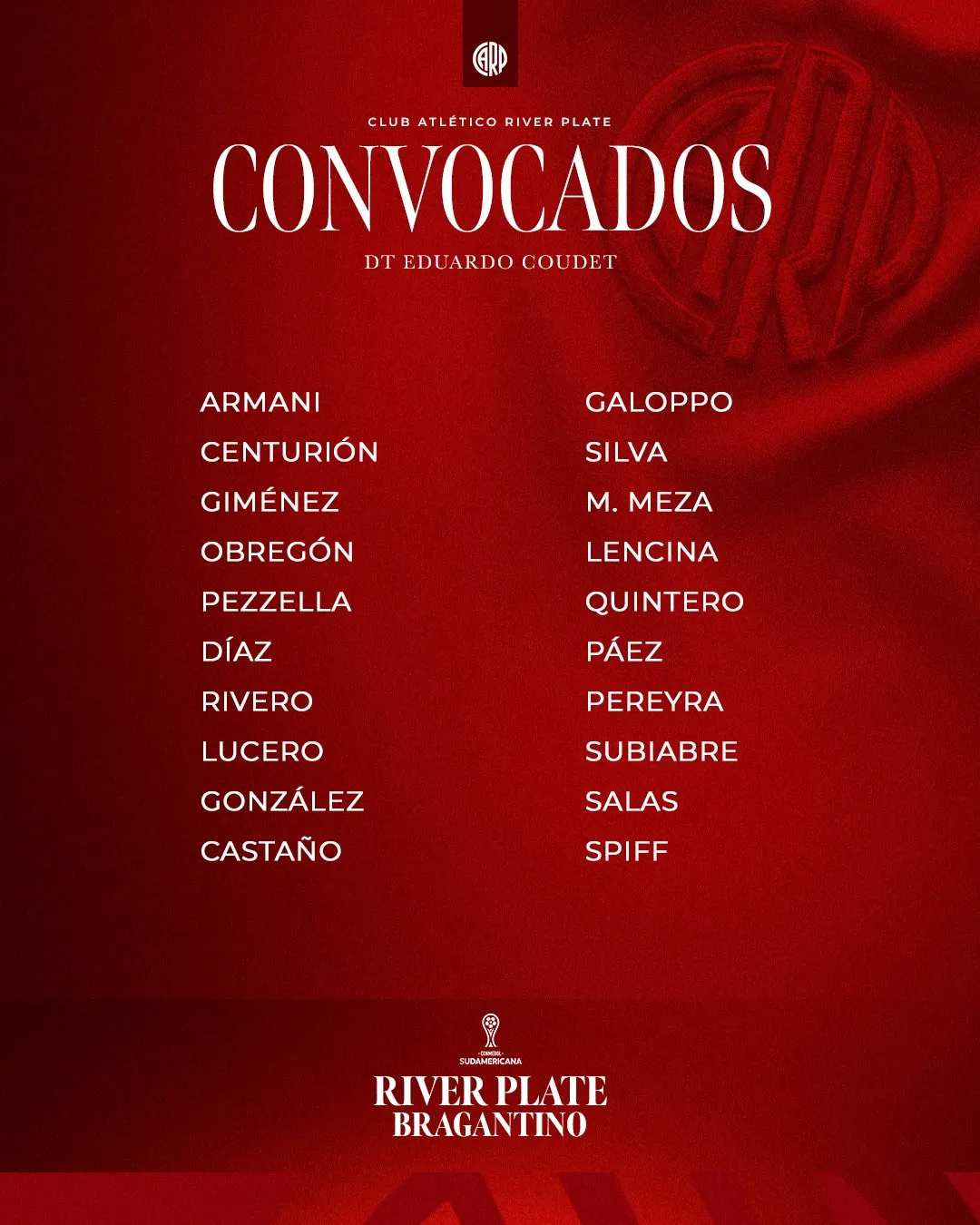 Kendry fue convocado por Coudet. (Foto: @RiverPlate)