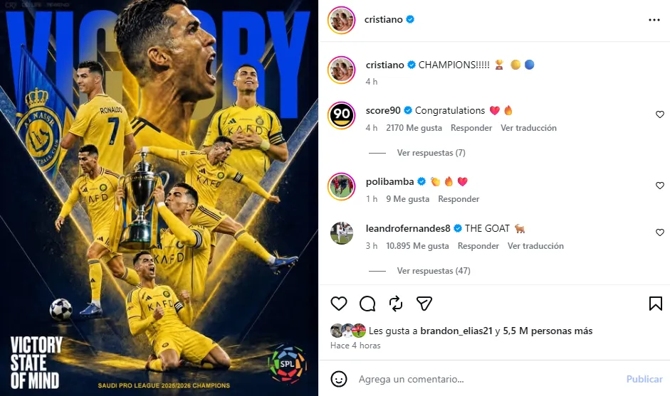 Post de CR7. (Foto: Instagram / @cristiano)