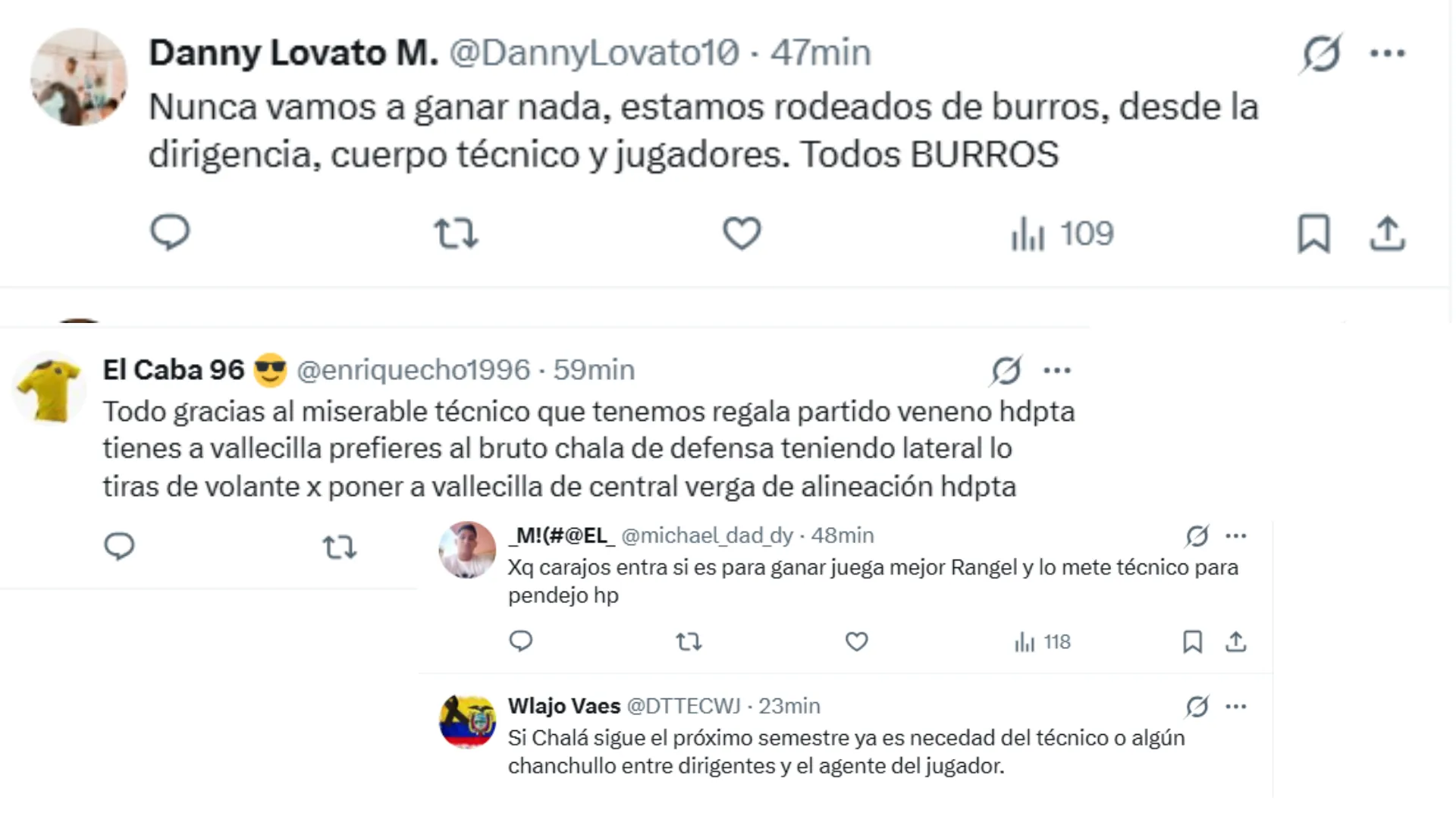 Los comentarios de los hinchas en redes sociales. (Captura de pantalla)