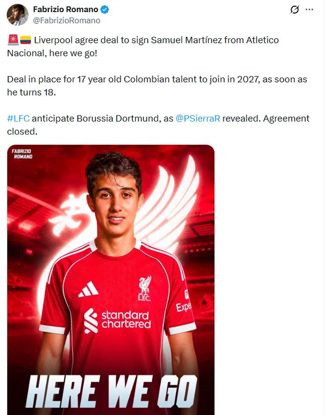 Samuel Martínez llega a Liverpool. (Foto: Captura de pantalla)