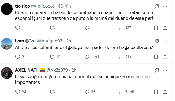 Los comentarios contra Mosquera. (Captura de pantalla)
