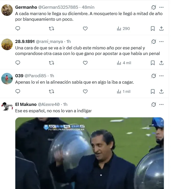 Los comentarios contra Mosquera. (Captura de pantalla)