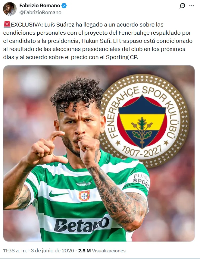 Luis Suárez ya tendría un acuerdo para llegar a Fenerbahce. (Captura de pantalla)