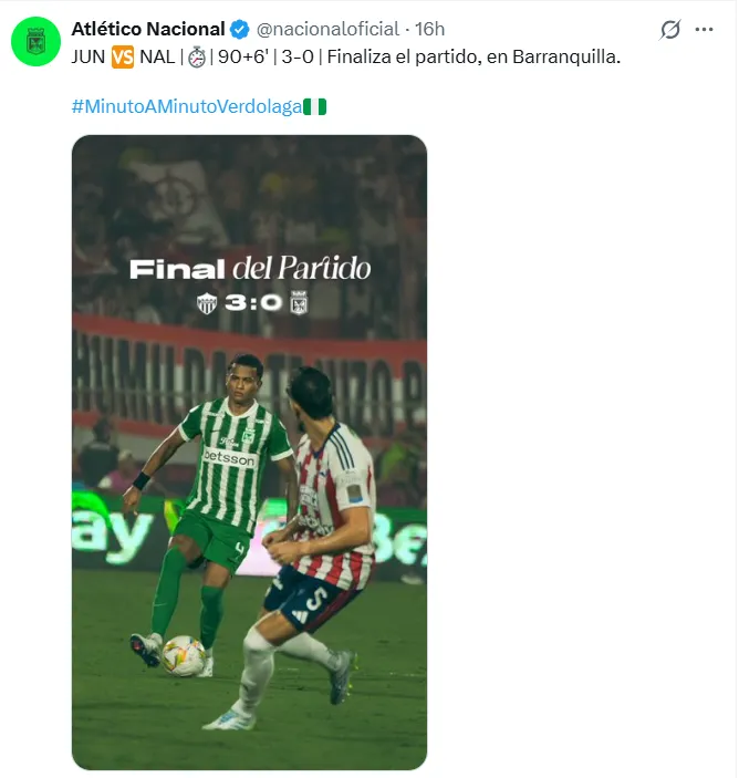 Nacional fue goleado en la final. (Foto: Captura de pantalla)