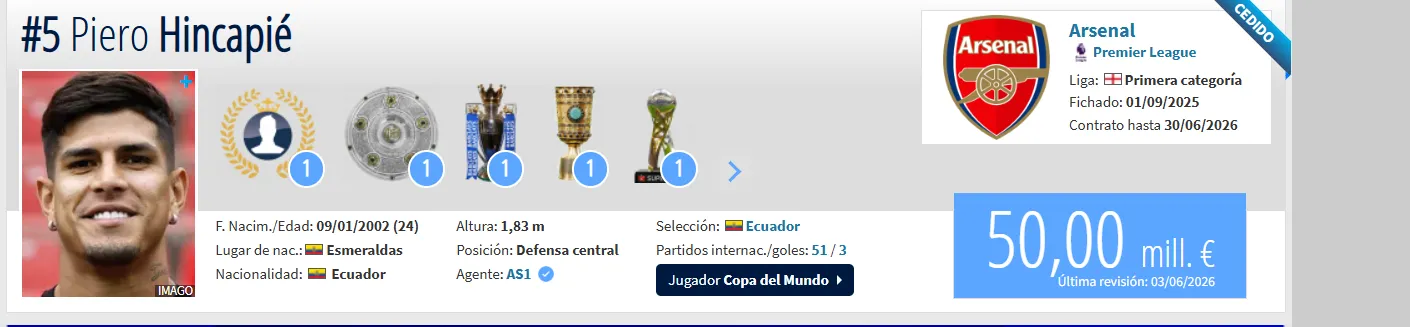 Piero Hincapié sigue costando 50 millones. (Captura de pantalla)