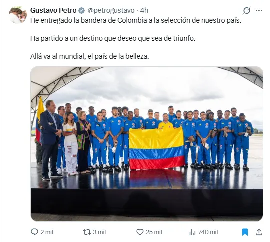 Mensaje de Petro tras lo sucedido con James. (Foto: X / @petrogustavo)