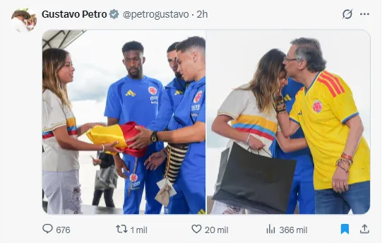 Post de Petro con se hija tras lo sucedido con James. (Foto: X / @petrogustavo)