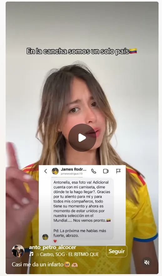 El mensaje de James a Antonella.