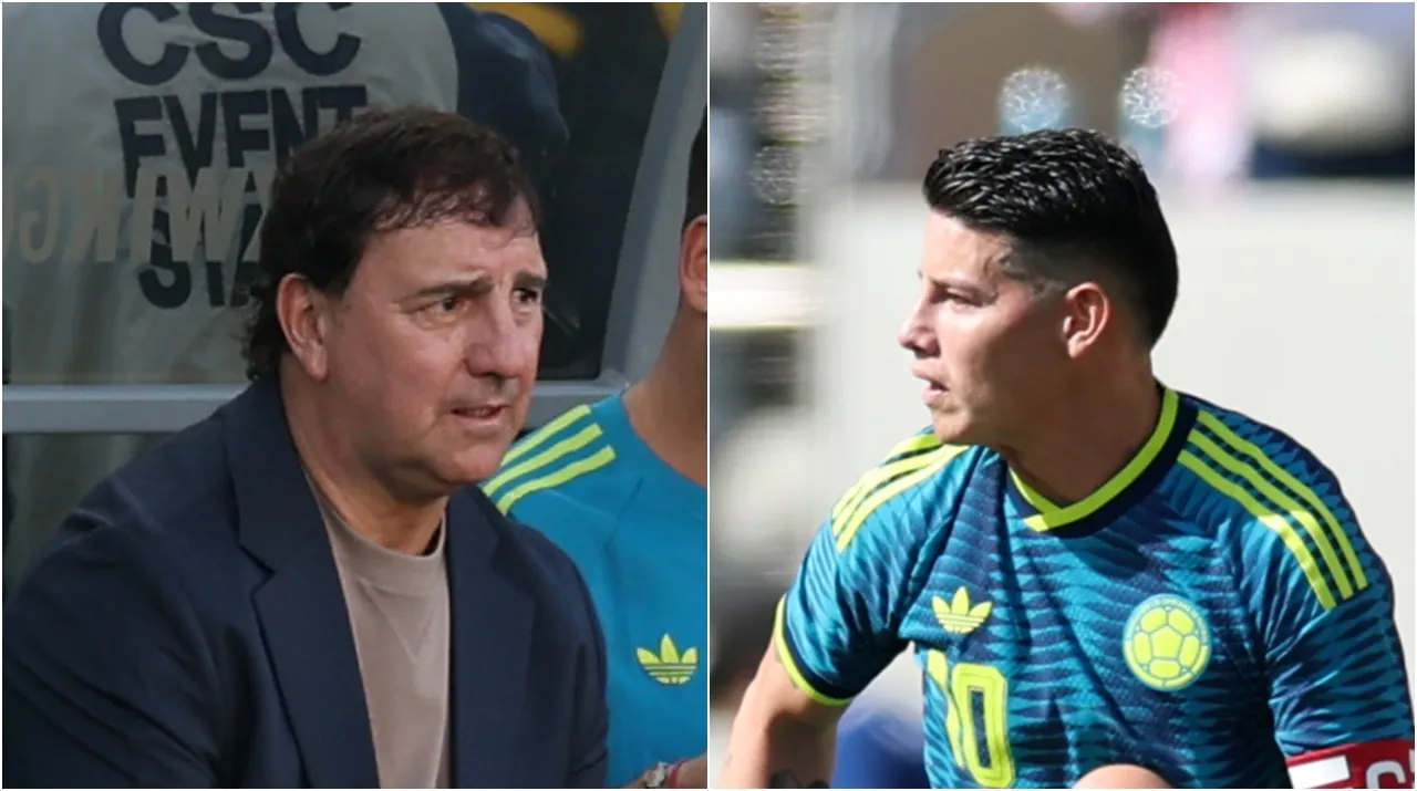 Néstor Lorenzo y James Rodríguez en Colombia vs. Jordania. (Foto: Getty Images)