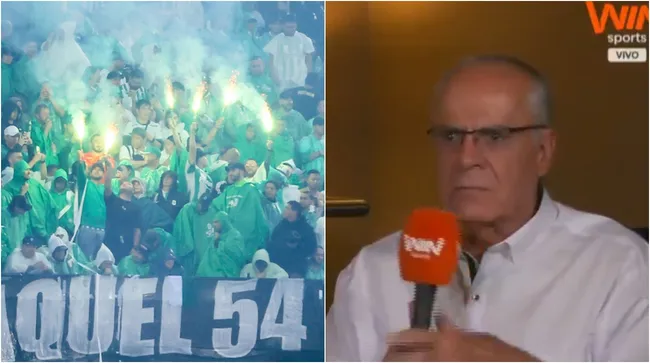 Hinchas de Atlético Nacional y Juan José Peláez. (Foto: Vizzor Image y X)
