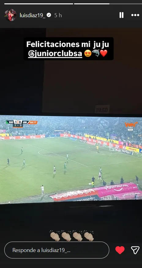 Post de Díaz por el título del Junior. (Foto: Instagram / @luisdiaz19_)