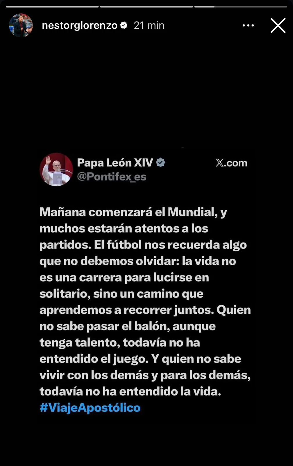 Post de Lorenzo tras suspensión de Petro. (Foto: Instagram / @nestorglorenzo)