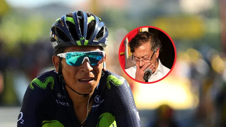 Nairo Quintana y el presidente de Colombia Gustavo Petro.