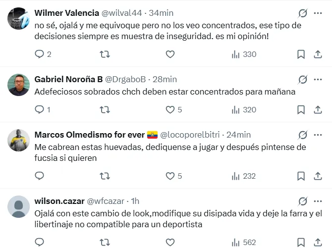 Los comentarios contra Kendry Páez. (Captura de pantalla)