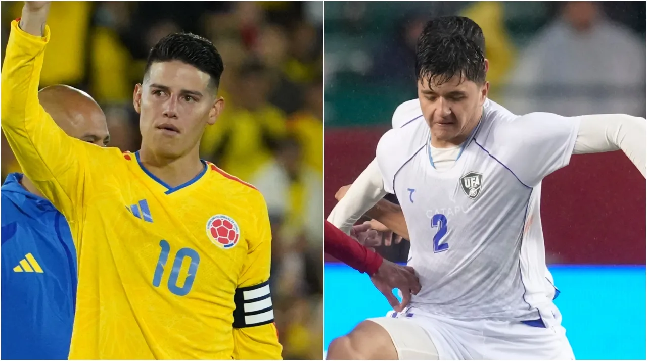 James Rodríguez y Abdukodir Khusanov. (Foto: Getty Images)