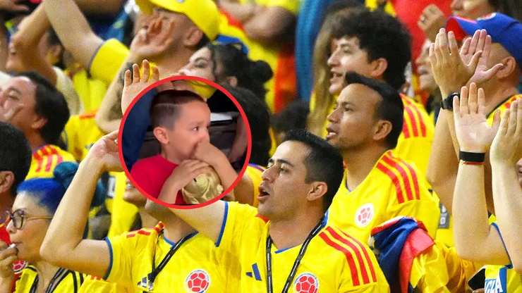 Niño de Uzbekistán fue consolado por hinchas colombianos.