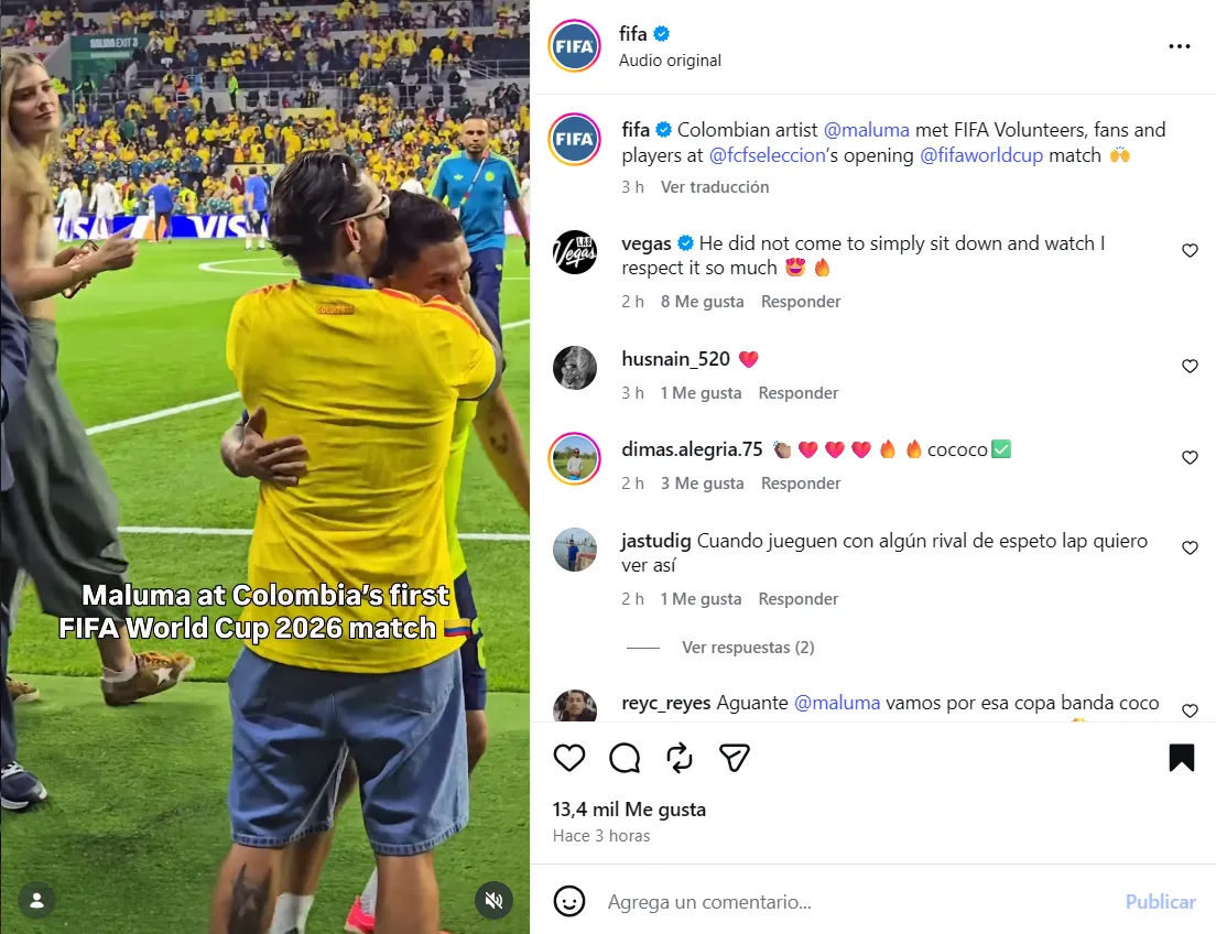 Post de FIFA en el que salió Andrea Guerrero