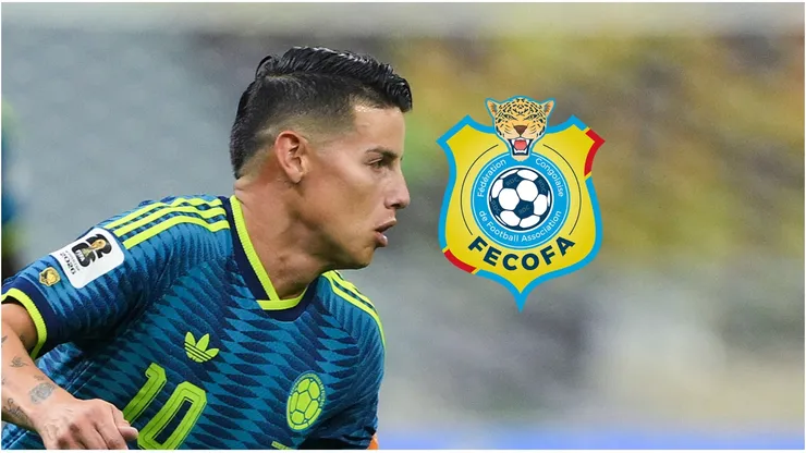 James Rodríguez y el escudo de RD Congo.