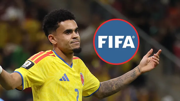 Luis Díaz y el logo de la FIFA.