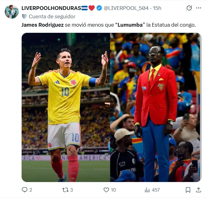 El apodo de James Rodríguez tras el partido ante RD. Congo. (Captura de pantalla)