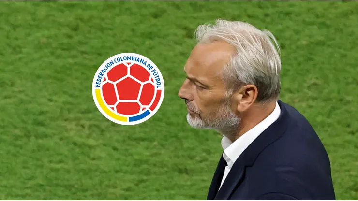 El escudo de la Federación Colombiana de Fútbol y Sébastien Desabre.