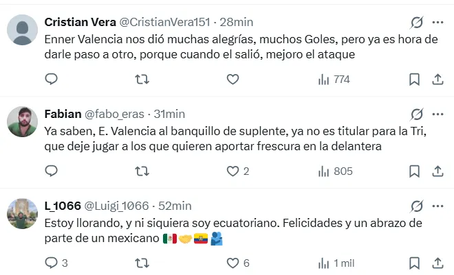 Los comentarios contra Enner Valencia. (Foto: Captura de pantalla)