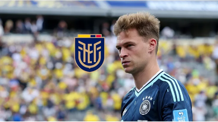 El escudo de la Federación Ecuatoriana de Fútbol y Joshua Kimmich.