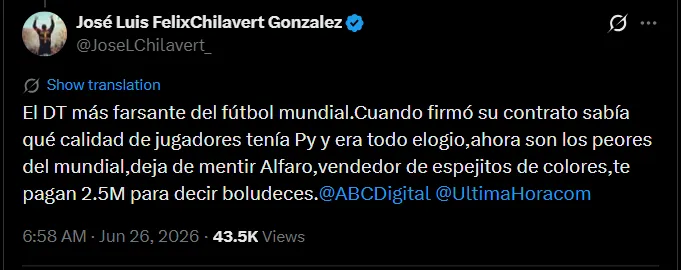 Fuente: @Josel_Chilavert_