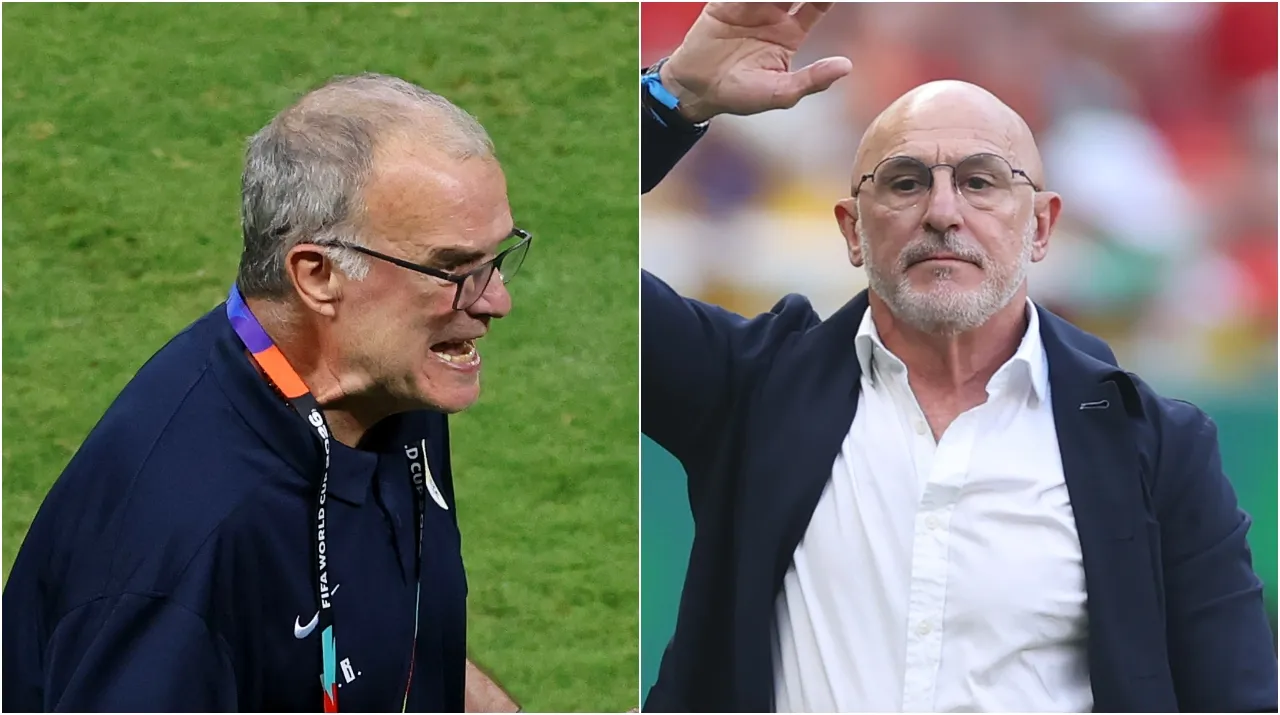 Marcelo Bielsa y Luis de la Fuente. (Foto: Getty Images)