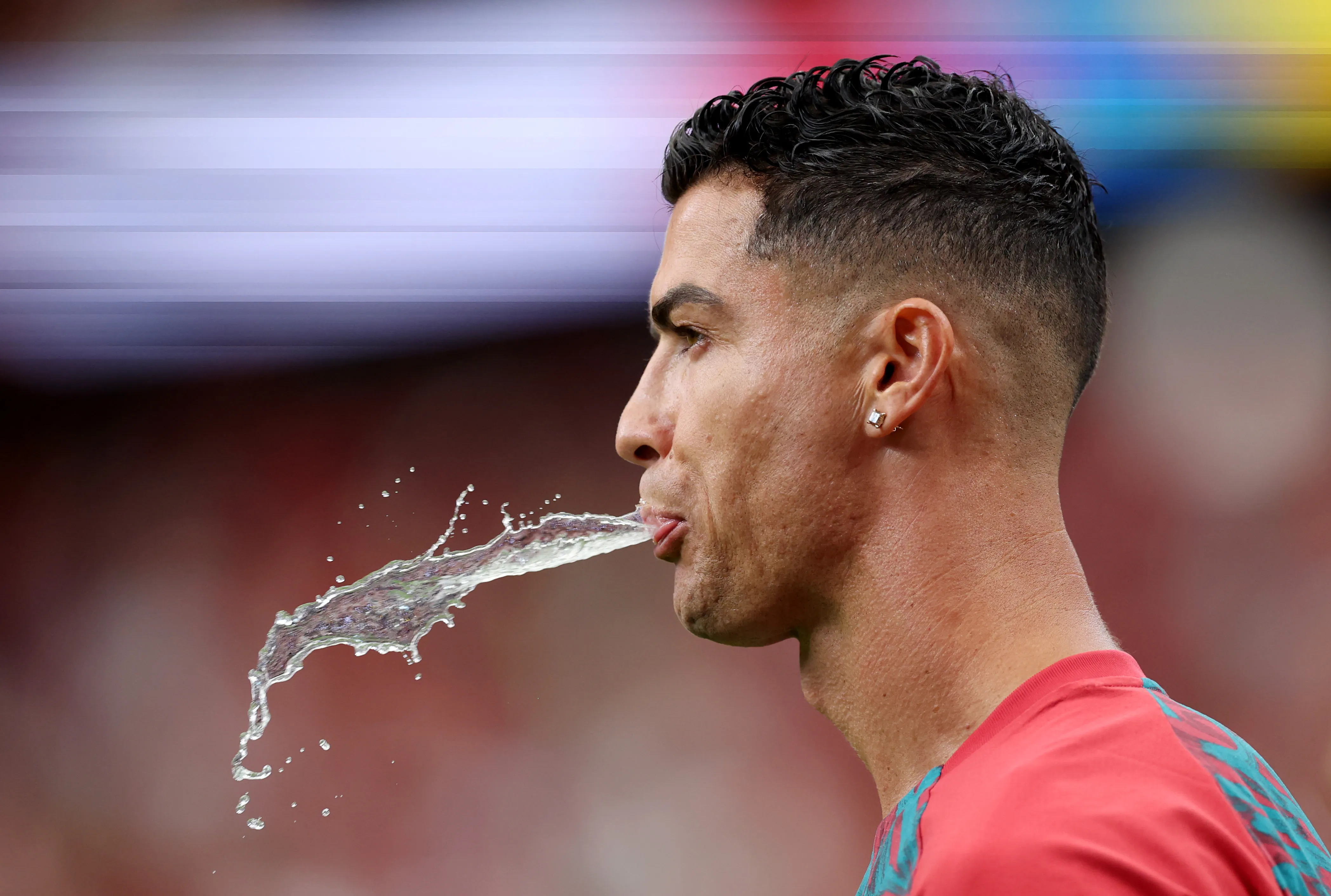 Cristiano Ronaldo durante una pausa de hidratación en el Mundial 2026 (Getty)