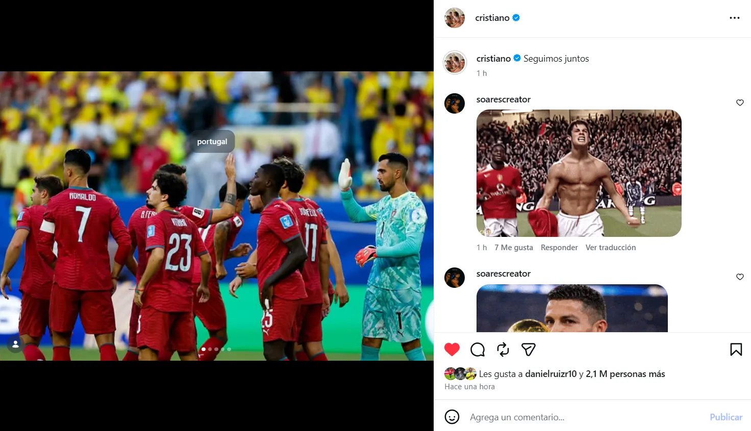 Post de Cristiano tras el 0-0 con Colombia. (Foto: Insstagram / @cristiano)