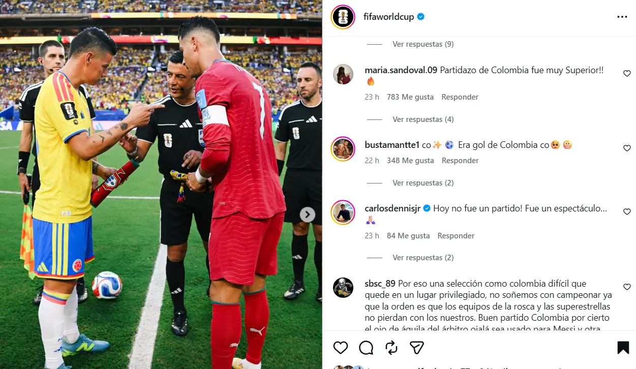 Gesto de James con Cristiano Ronaldo