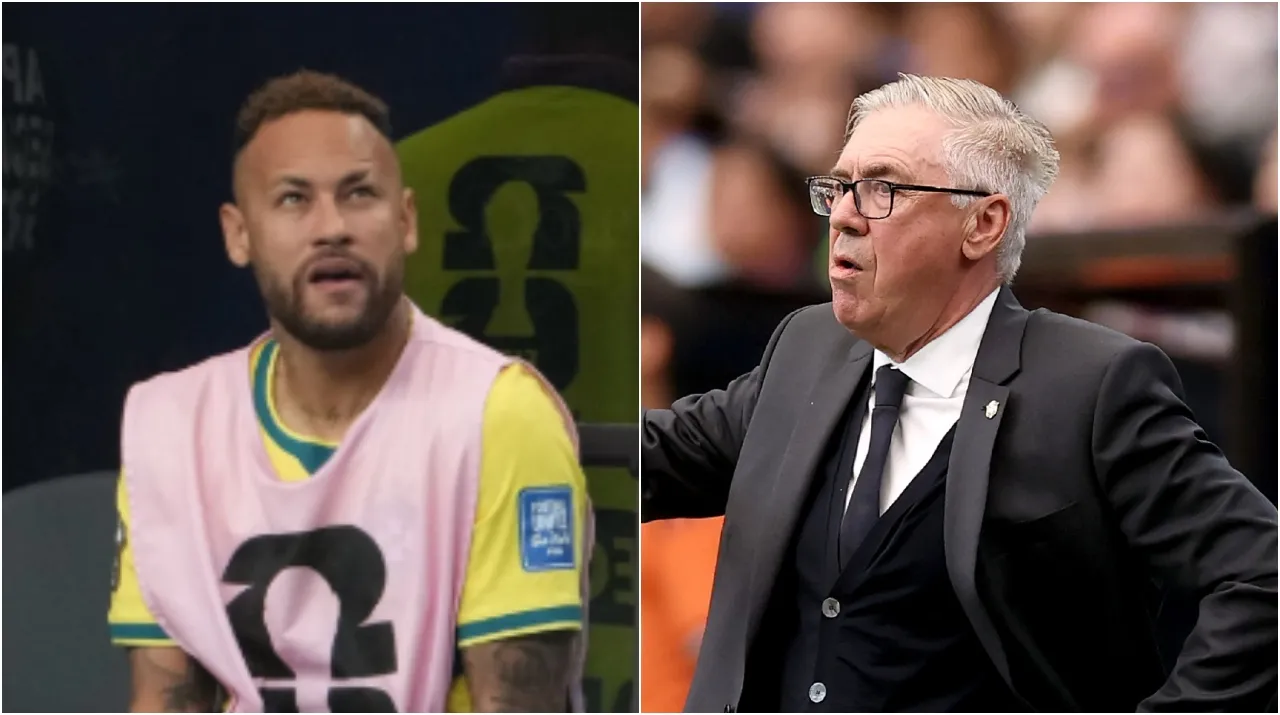 Neymar y Carlo Ancelotti en Brasil vs. Japón. (Foto: Getty Images)