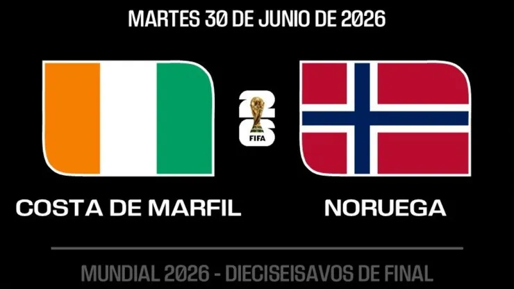 Costa de Marfil y Noruega cara a cara este martes en el Mundial 2026.