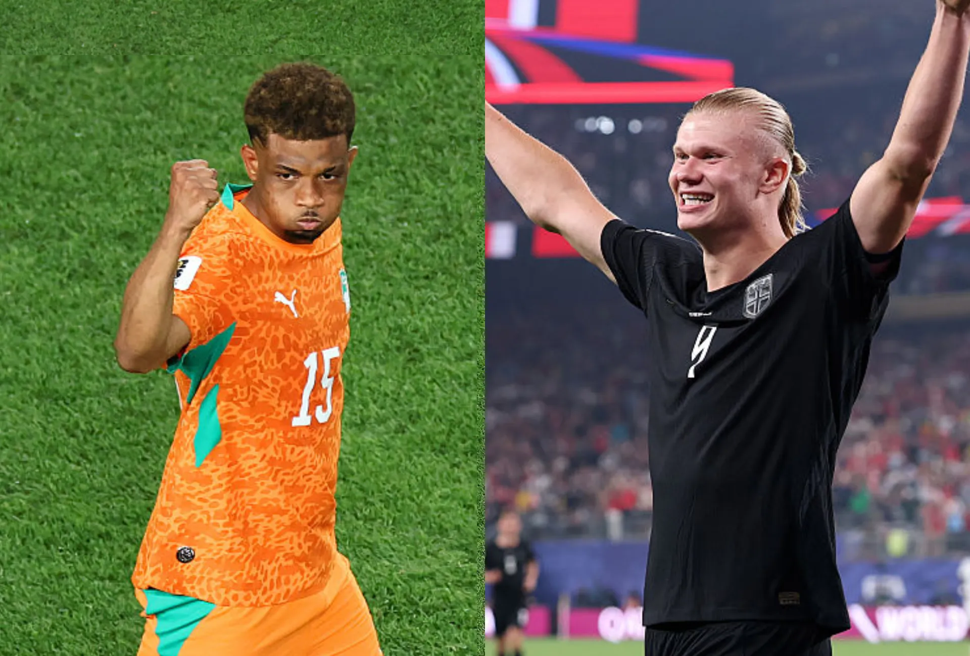 Amad Diallo y Erling Haaland, cara a cara por los 16avos de final del Mundial 2026 (Getty Images).