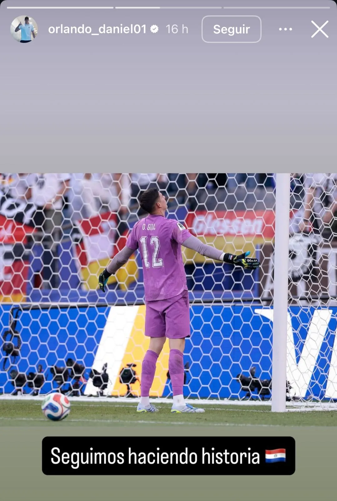 Post de Gill tras eliminar a Alemania. (Foto: Instagram / @orlando_daniel01)