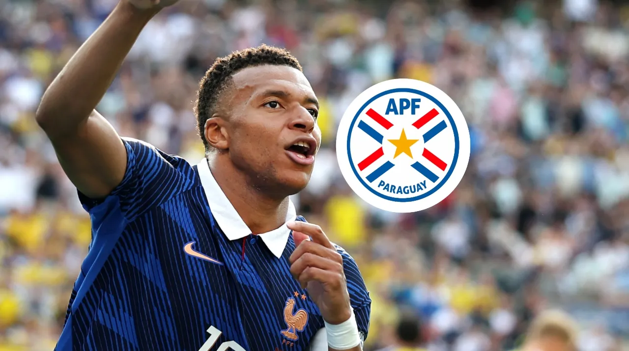 Mbappé y el escudo de la APF. (Foto: Getty y https://paladarnegro.net)